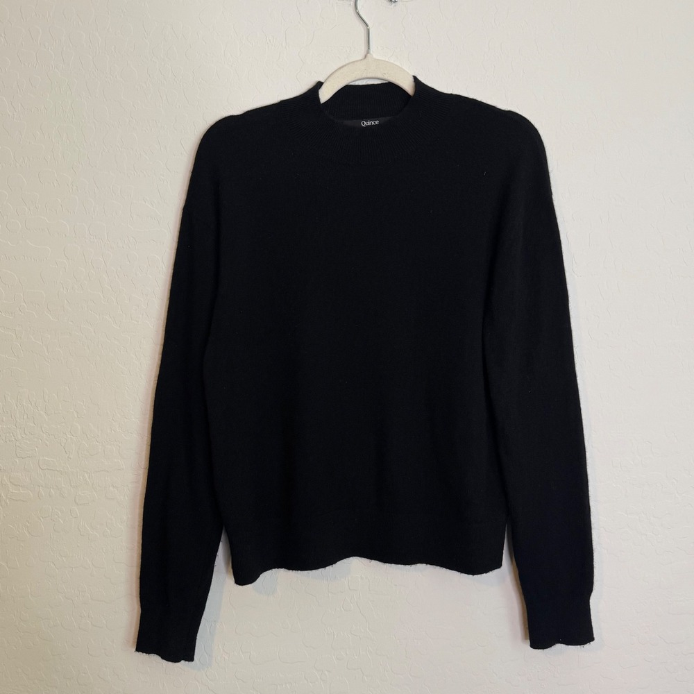 Quince Women 100% Cashmere Sweater Size S Black Minimalist Preppy Casual